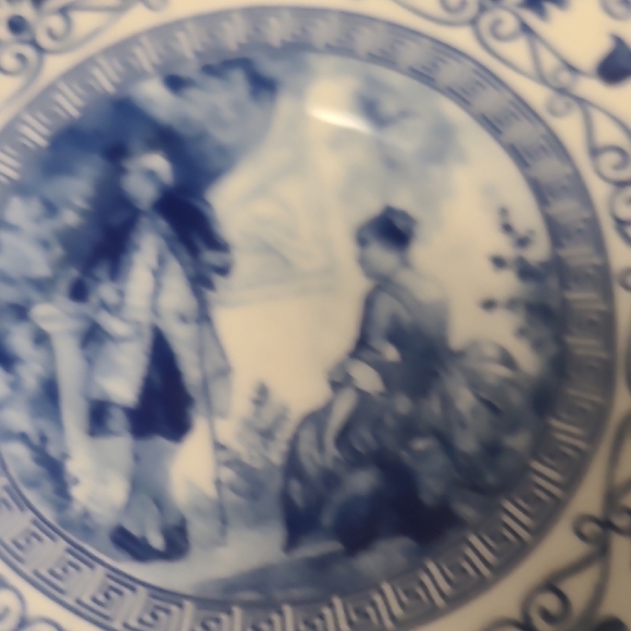 Blue and White Teacup with Saucer